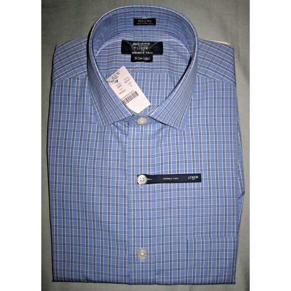 NWT Haberdashery Shirtings by J Crew blue plaid cotton button down, men's size S - Picture 1 of 7